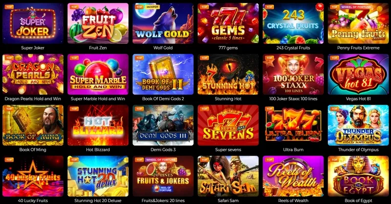 Oblíbené hry a sloty na Fortune Clock Casino