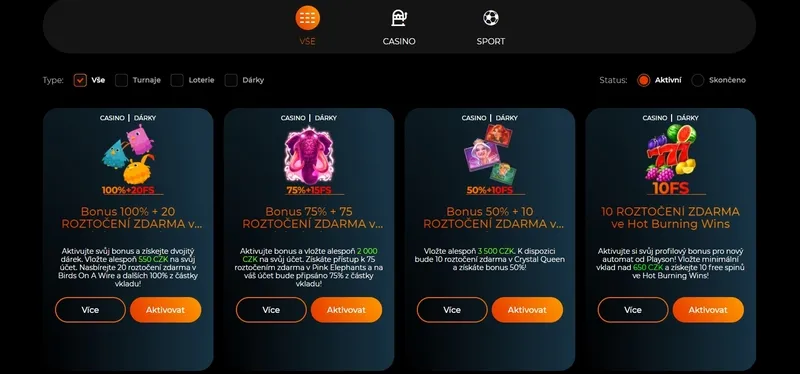 Všechny bonusy a propagační akce kasina Fortune Clock Casino