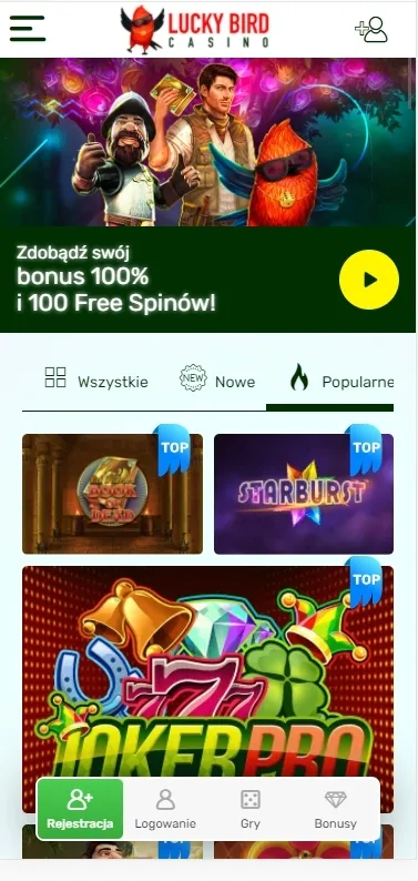 Lucky Bird Casino mobilní verze