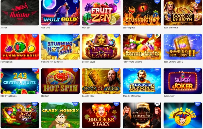 Oblíbené hry a sloty na Slottica Casino