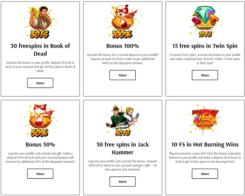 Všechny bonusy a propagační akce kasina Supercat