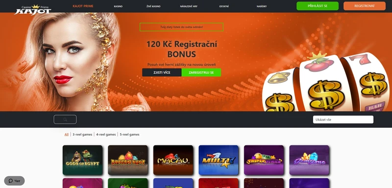 Oficiální design webových stránek Kajot prime