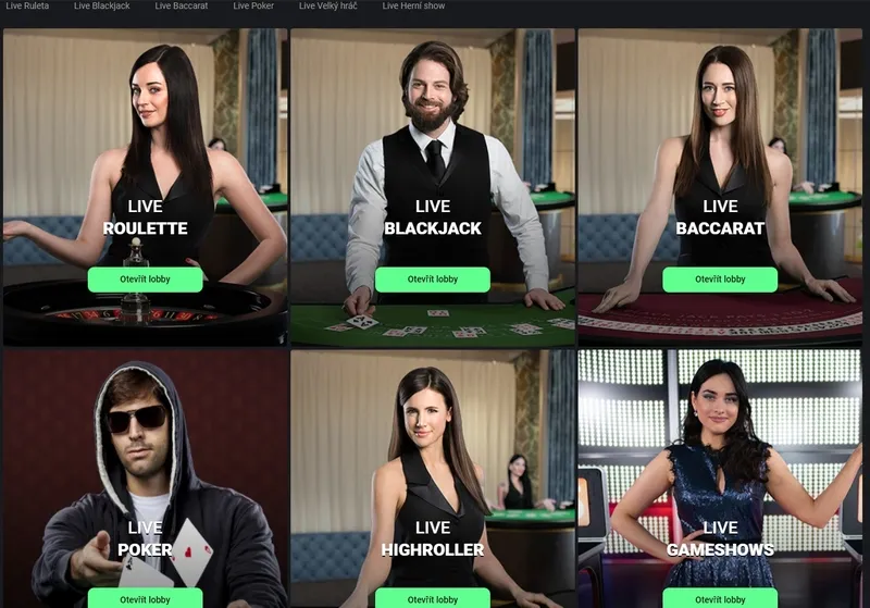 Hry s živým krupiérem, jako je poker, blackjack a ruleta, v One Casino