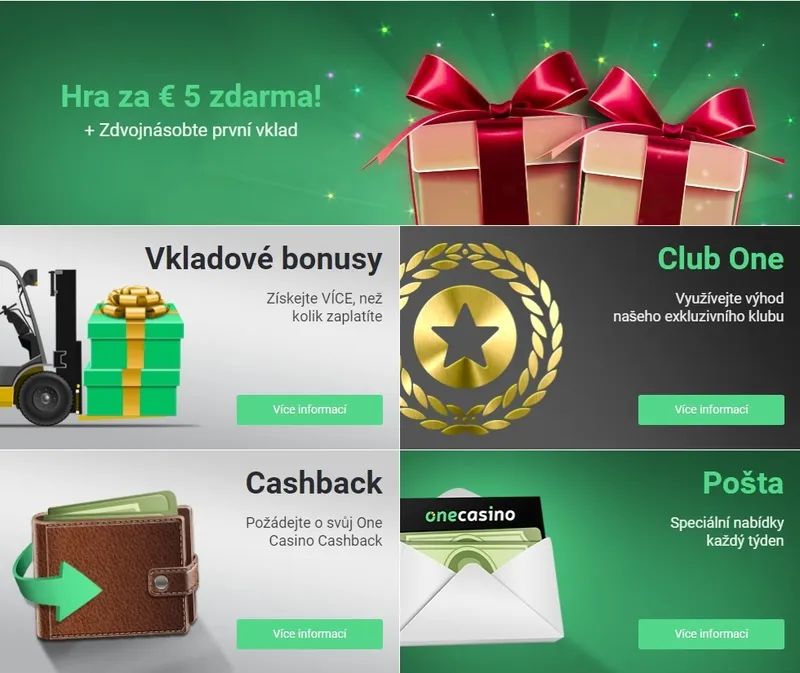 Všechny bonusy a propagační akce One Casino