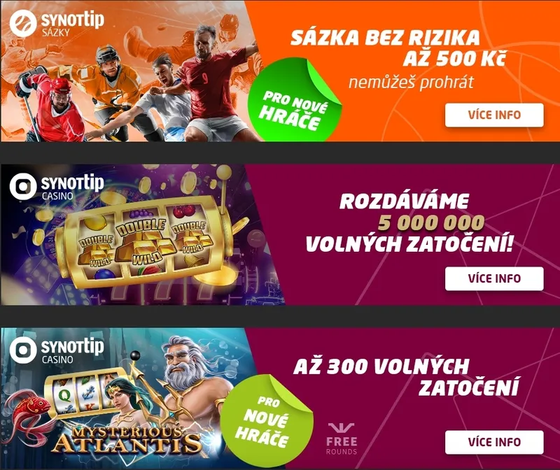 Všechny bonusy a propagace kasina SYNOT tip