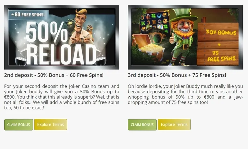 Bonusy k prvním vkladům u Joker kasina