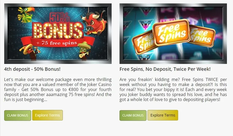 Bonusy k prvním vkladům u Joker kasina