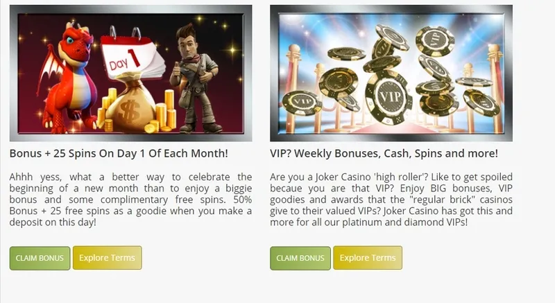 Další bonusy a propagační akce v kasinu Joker