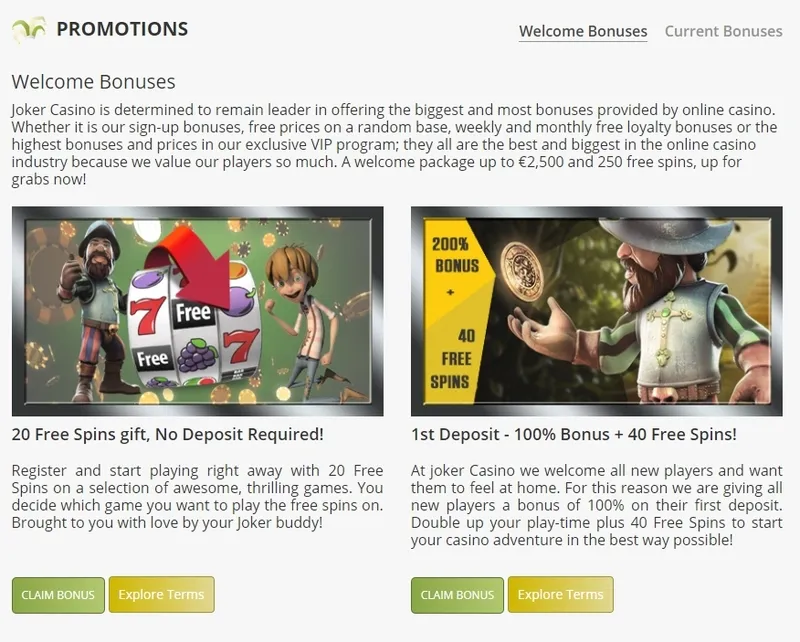 Bonusy k prvním vkladům u Joker kasina