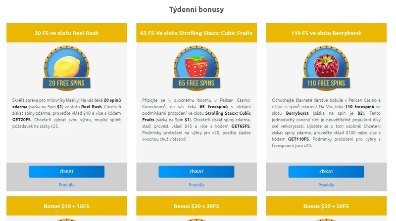 Roztočení zdarma v Pelican Casino