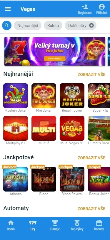 Mobilní verze kasina Tipssport