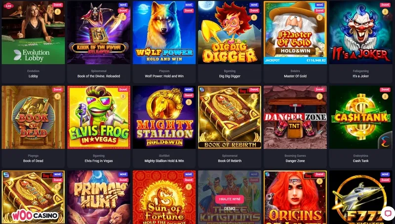 Oblíbené hry a sloty na Woocasino