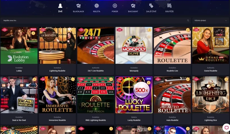 Hry s živým prodejcem Poker, Blackjack, Ruleta na Woocasino