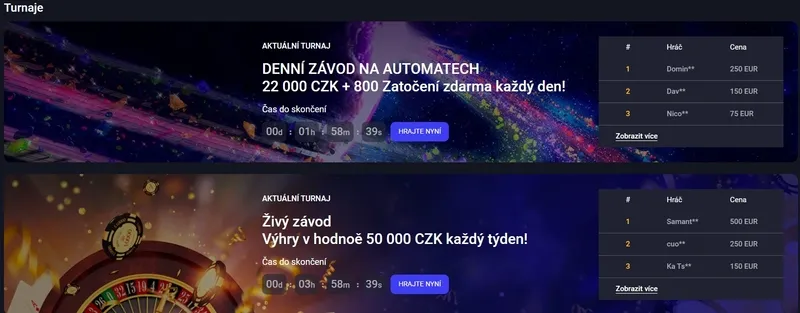 Aktivní turnaje ve Woocasinu