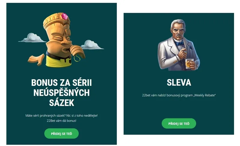 Další bonusy a propagační akce pro 22bet Casino