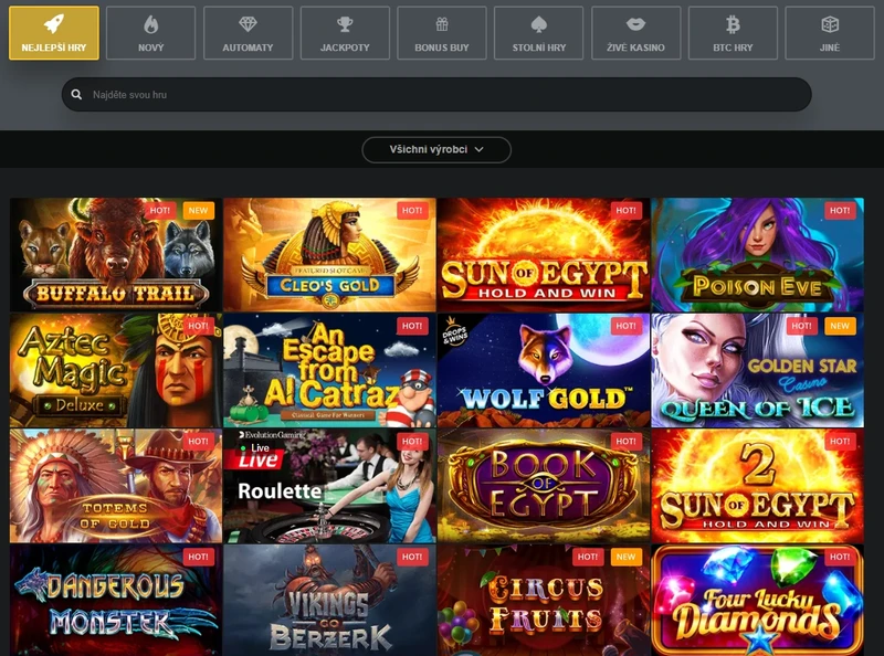 Hazardní hry ve vstupní hale Golden Star Casino