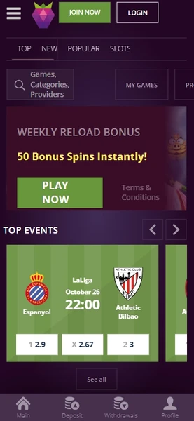 Mobilní verze online kasina Malina