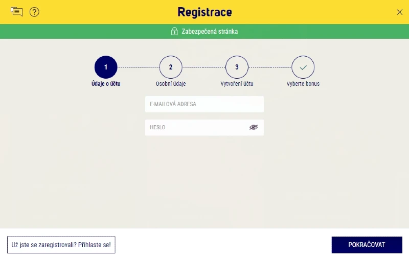 Registrace na webových stránkách kasina a ověření účtu