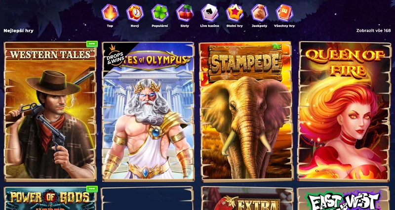 Casino Wazamba lobby hazardní hry