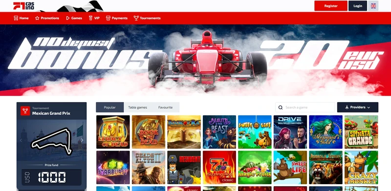 Přehled oficiálních stránek F1 Casino