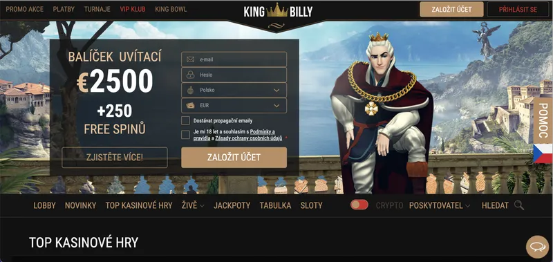 Přehled oficiálních stránek King Billy Casino