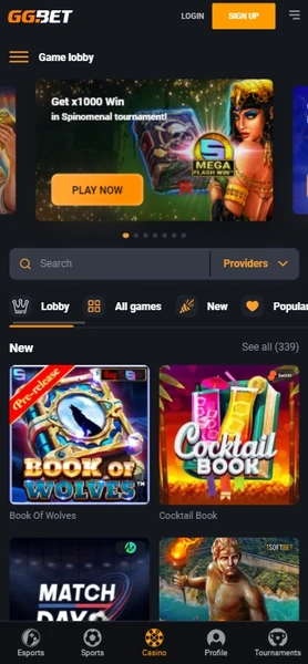 Mobilní verze online kasina v GGBet casino