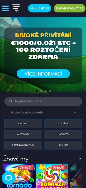 Mobilní verze online kasina WildTornado