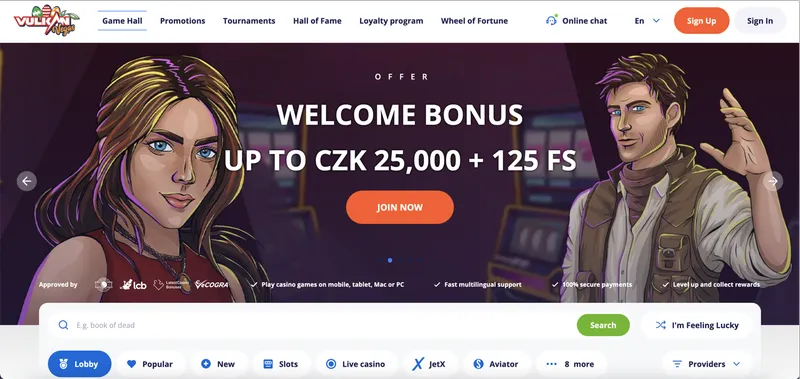 Přehled oficiálních stránek Vulkan Vegas