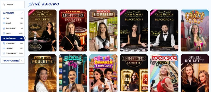 Hry s živým krupiérem Sportaza Casino