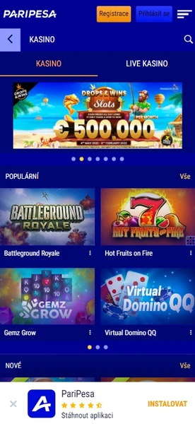 Mobilní verze v Paripesa