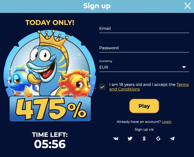 Registrace Richy Fish