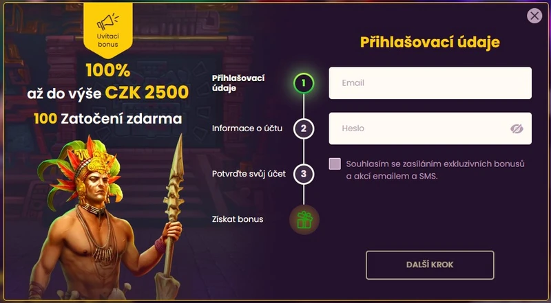 Registrace v Bizzo Casino a ověření účtu