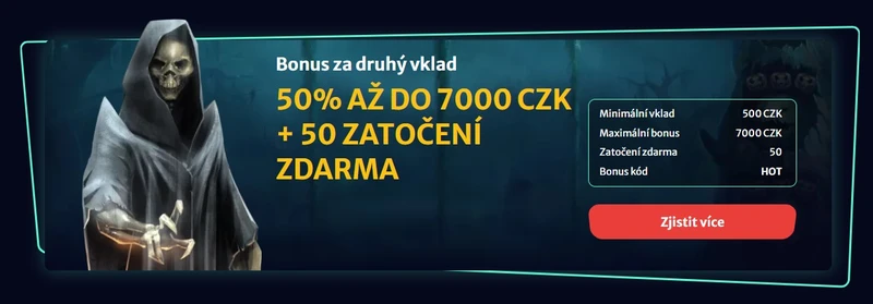 50% AŽ DO 7000 CZK + 50 ZATOČENÍ ZDARMA