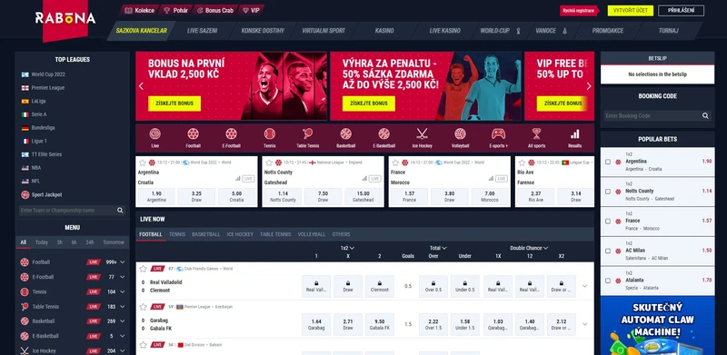 Sázení na sporty v Rabona Betting