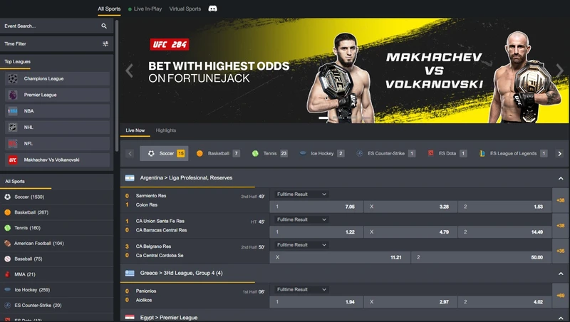 Sportovní sázky v fortunejack