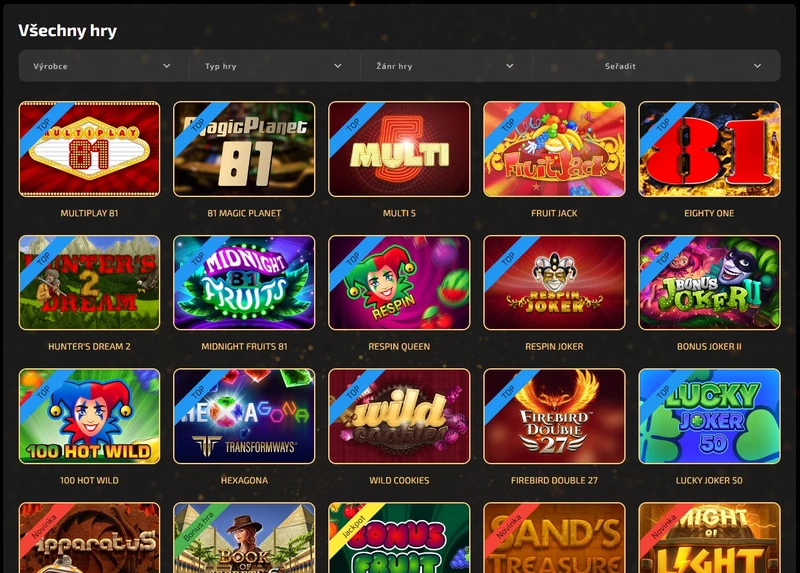 Hazardní hry v Magic Planet Casino