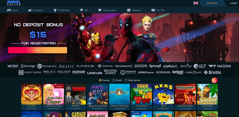 Oficiální stránky v Marvel casino