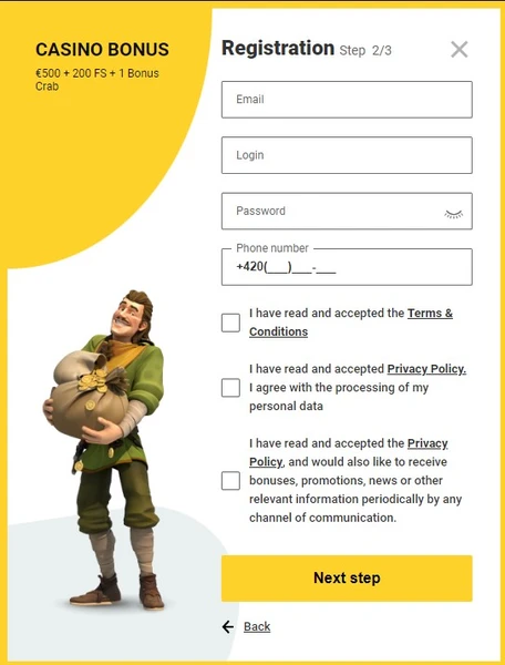 Registrace a přihlášení do Zet Casino