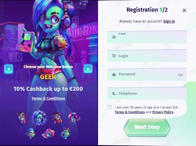 Registrace a přihlášení do Casino Casombie