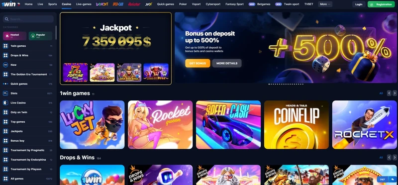 Hazardní hry v 1win Casino