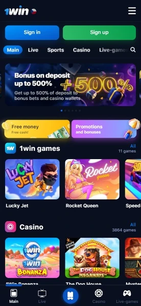 Mobilní aplikace v 1win casino