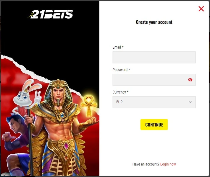 Registrace a přihlášení do 21bets Casino