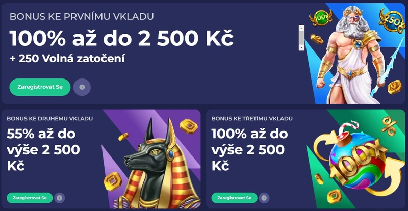 Bonusy pro Bruno Casino - 255% do 7 500 Kč a 250 freespinů