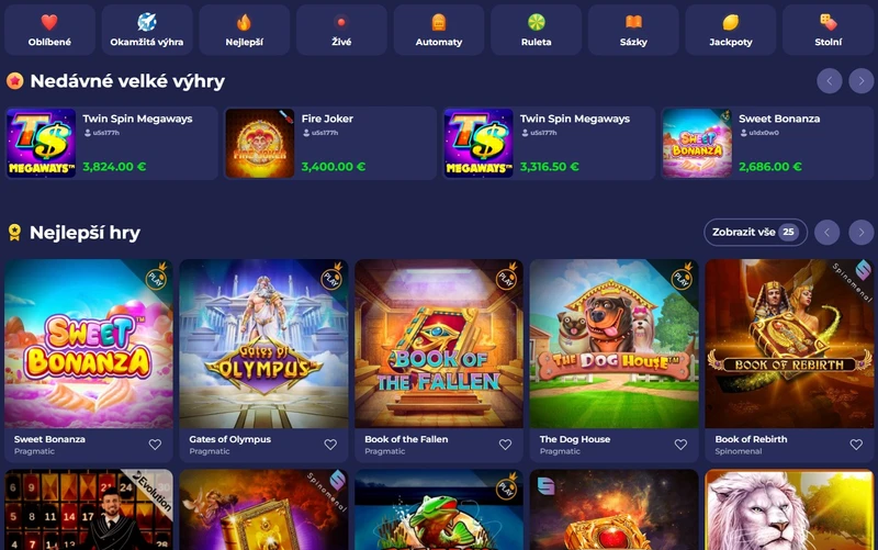 Bruno Casino hazardní hry