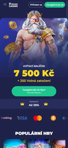 Mobilní verze v Bruno casino