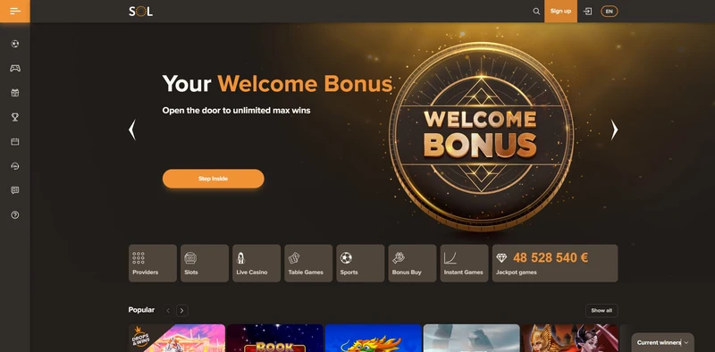 Oficiální webové stránky SOL Casino