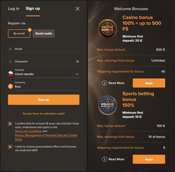 Registrace a přihlášení do Sol Casino