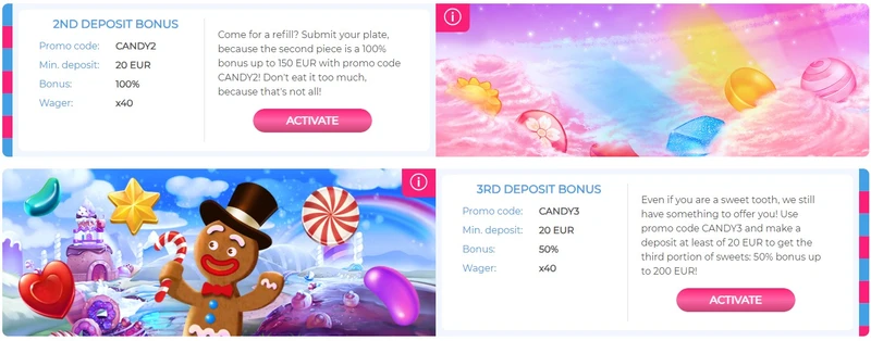 Candy Casino uvítací bonus