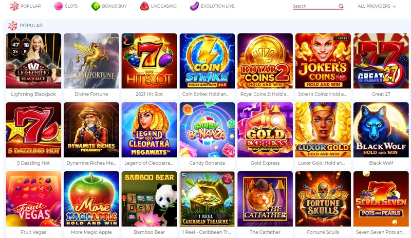 Casino Candy hazardní hry