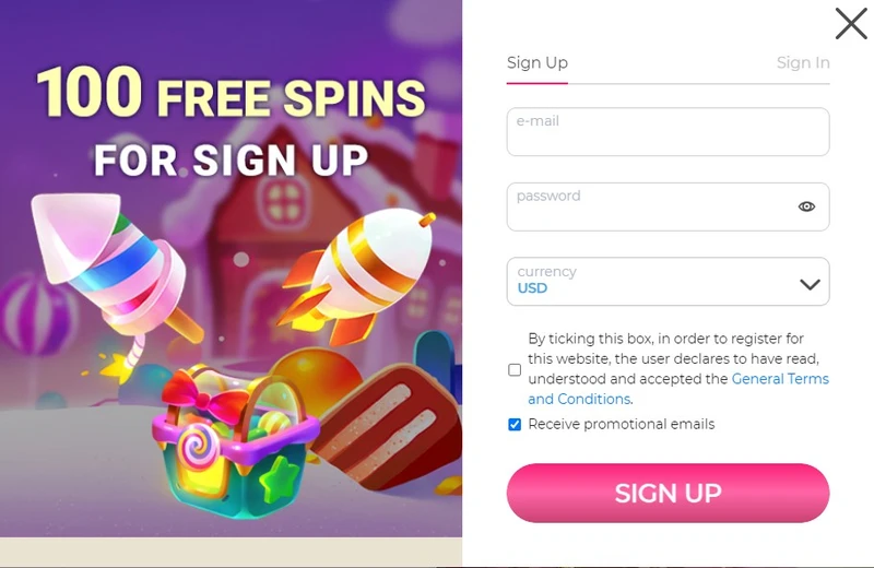 Registrace a přihlášení do Candy Casino